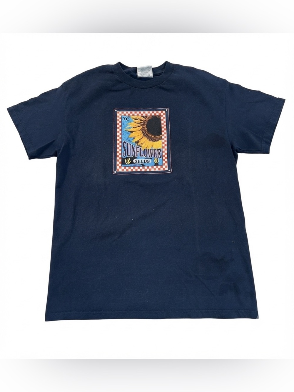 Vintage 90s Tennessee River Navy Blue T-Shirt Sunflower Seeds Graphic M USA Made